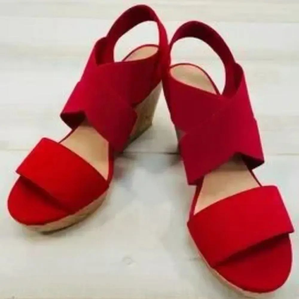 AMERICAN EAGLE THREE STRAP OPEN TOE WOMEN"S WEDGE PLASFORM SANDAL